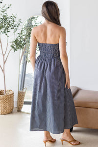 Ashford Strapless Striped Midi Dress