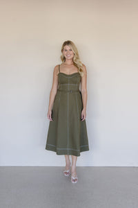 Darby Belted Stitch Detail Maxi Dress
