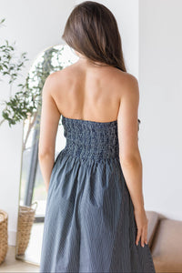 Ashford Strapless Striped Midi Dress