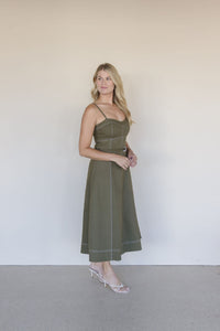 Darby Belted Stitch Detail Maxi Dress