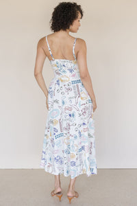 Ansley Novelty Print Linen Midi Dress