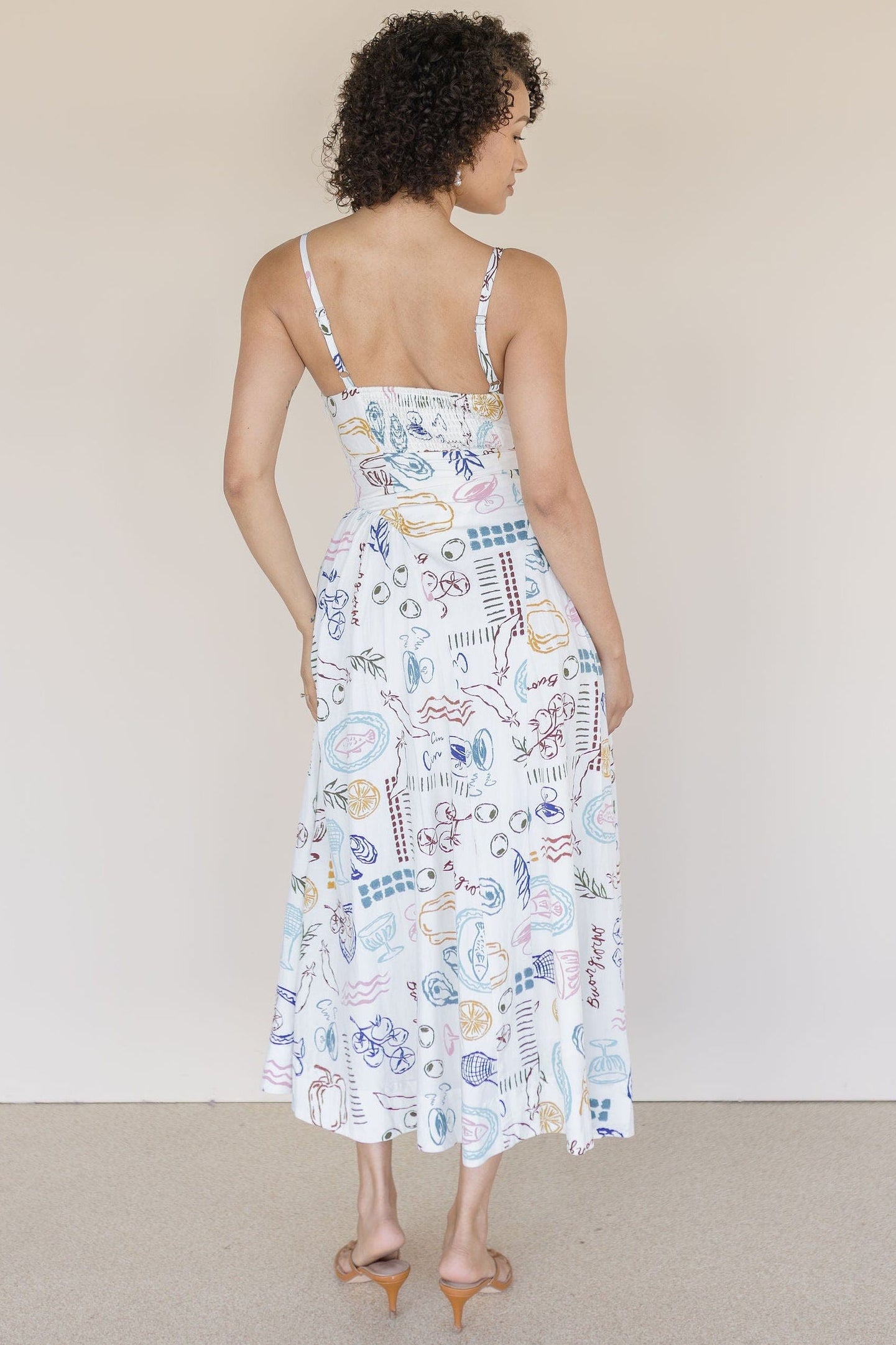 Ansley Novelty Print Linen Midi Dress