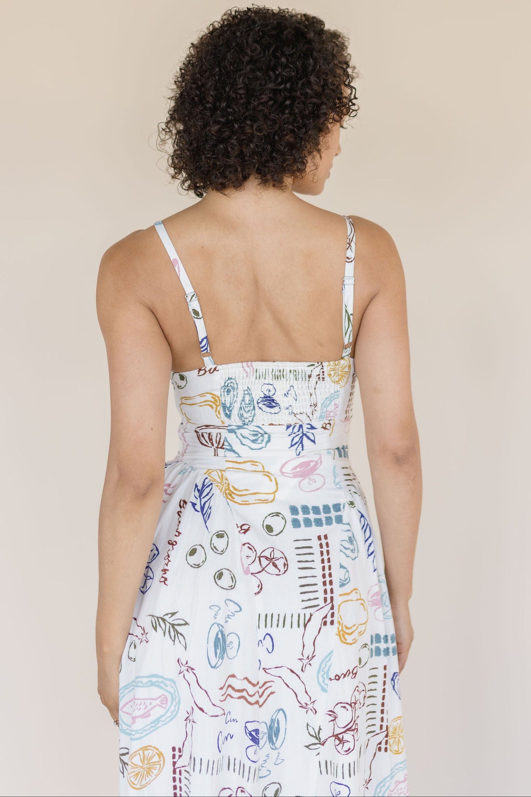 Ansley Novelty Print Linen Midi Dress
