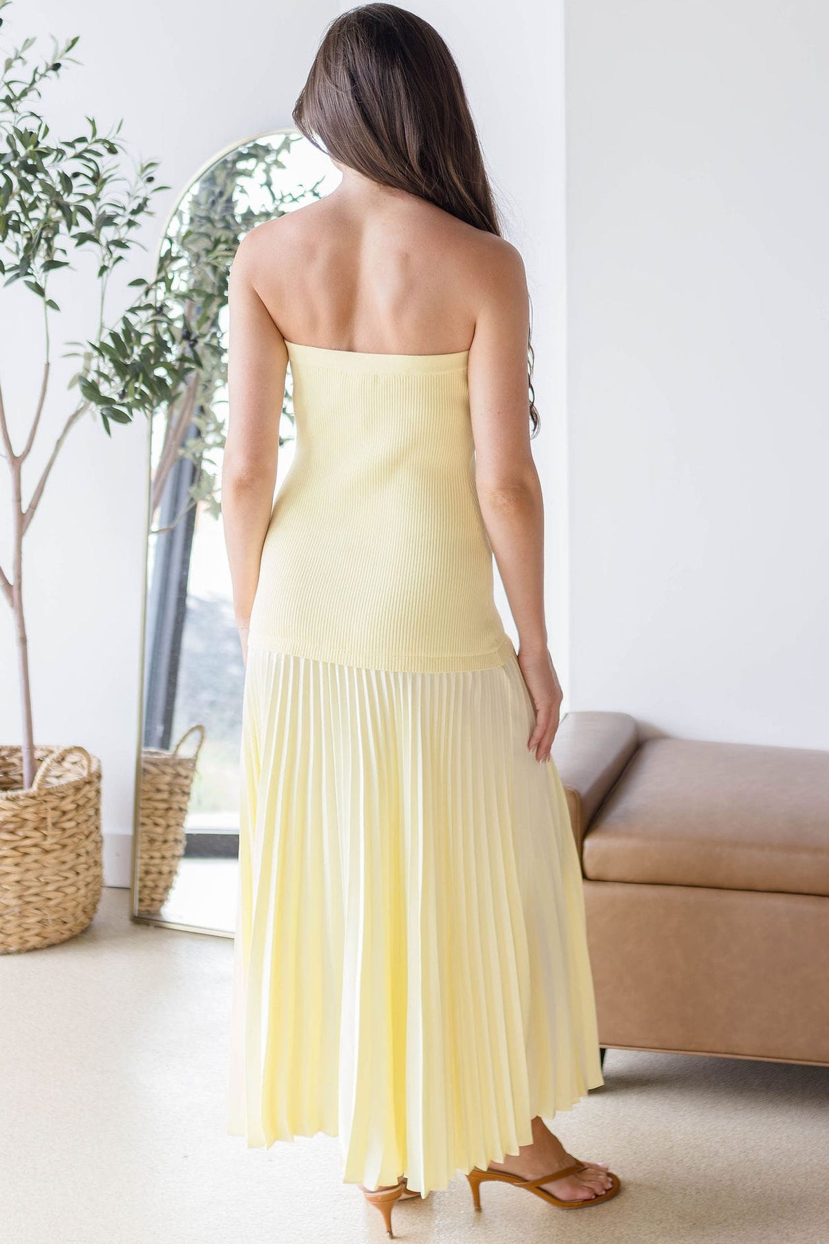 ASTR the Label | Selune Mixed Media Maxi Dress in Yellow