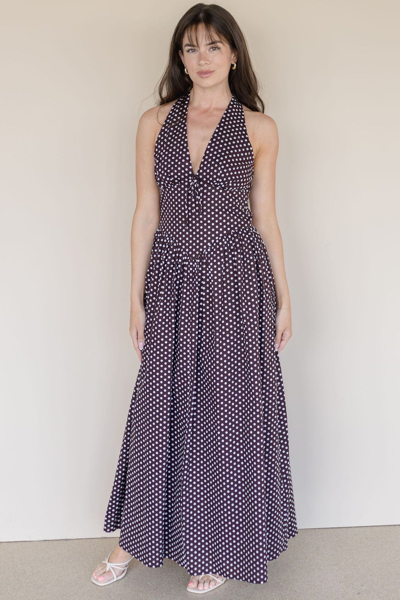 Dotty Darling Low Back Maxi Dress