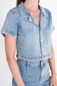 Darling Denim Button Top