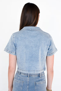 Darling Denim Button Top