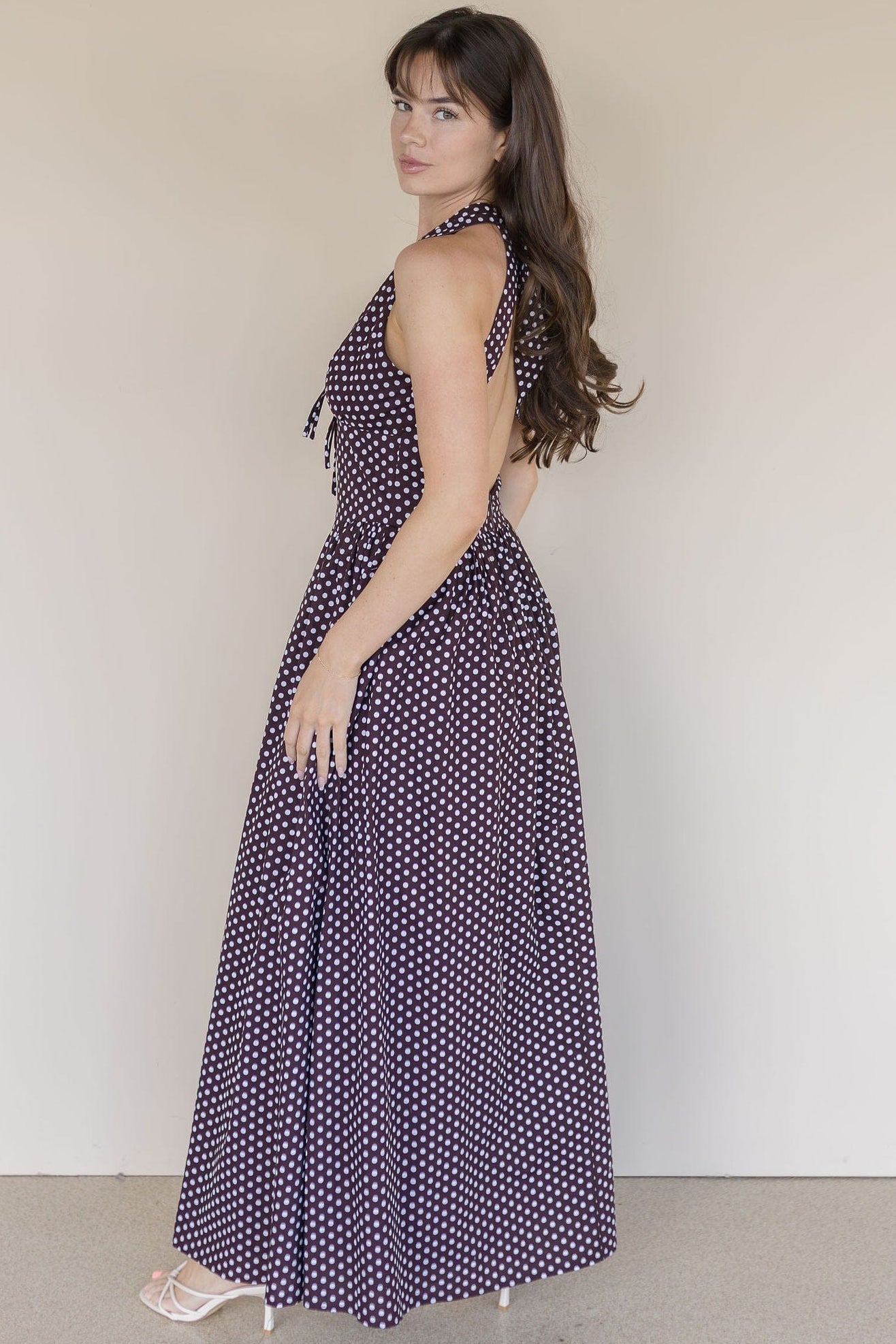 Dotty Darling Low Back Maxi Dress