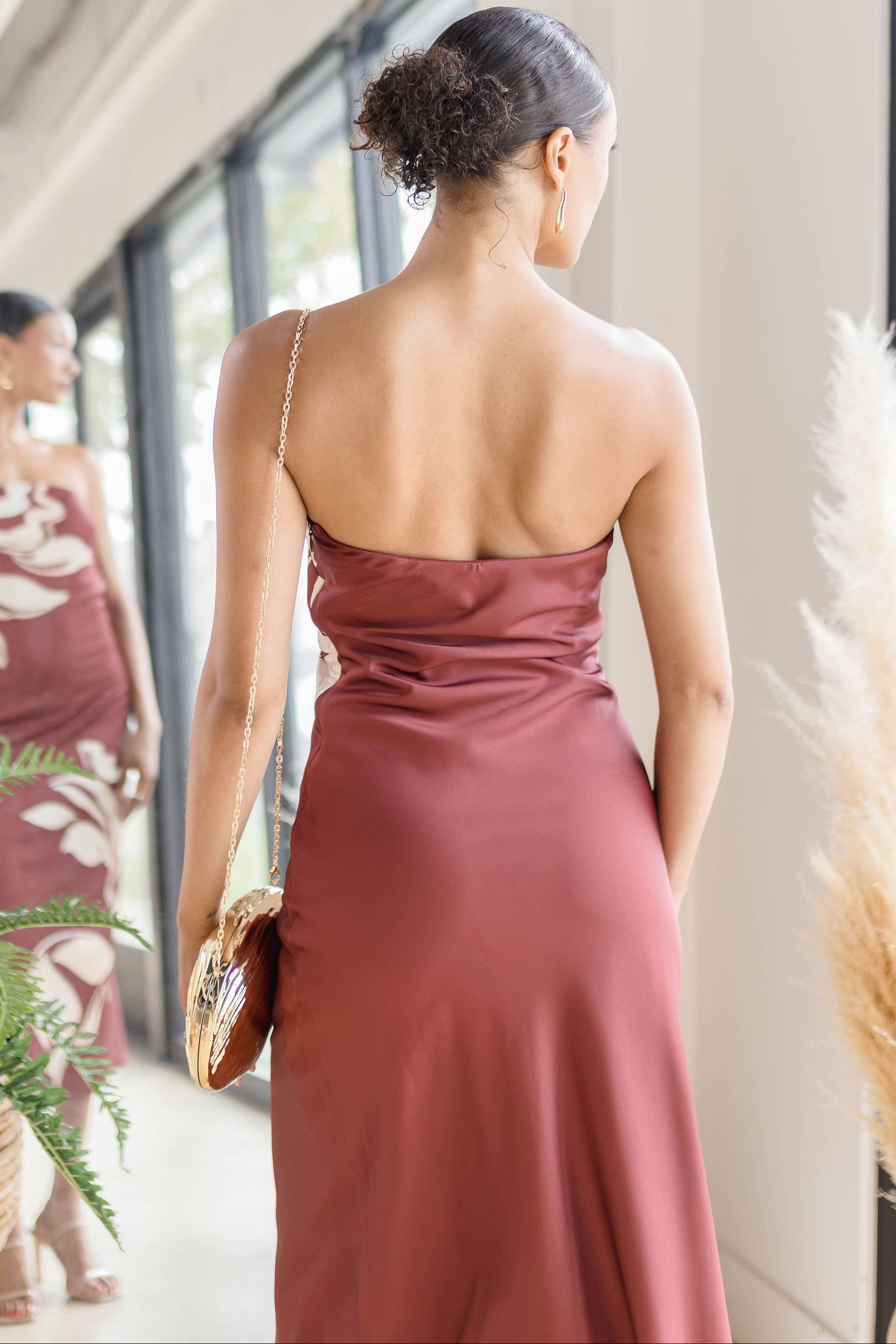 Annabeth Floral Satin Strapless Maxi Dress