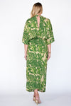 Tropical Palm Kimono Sleeve Midi Dress