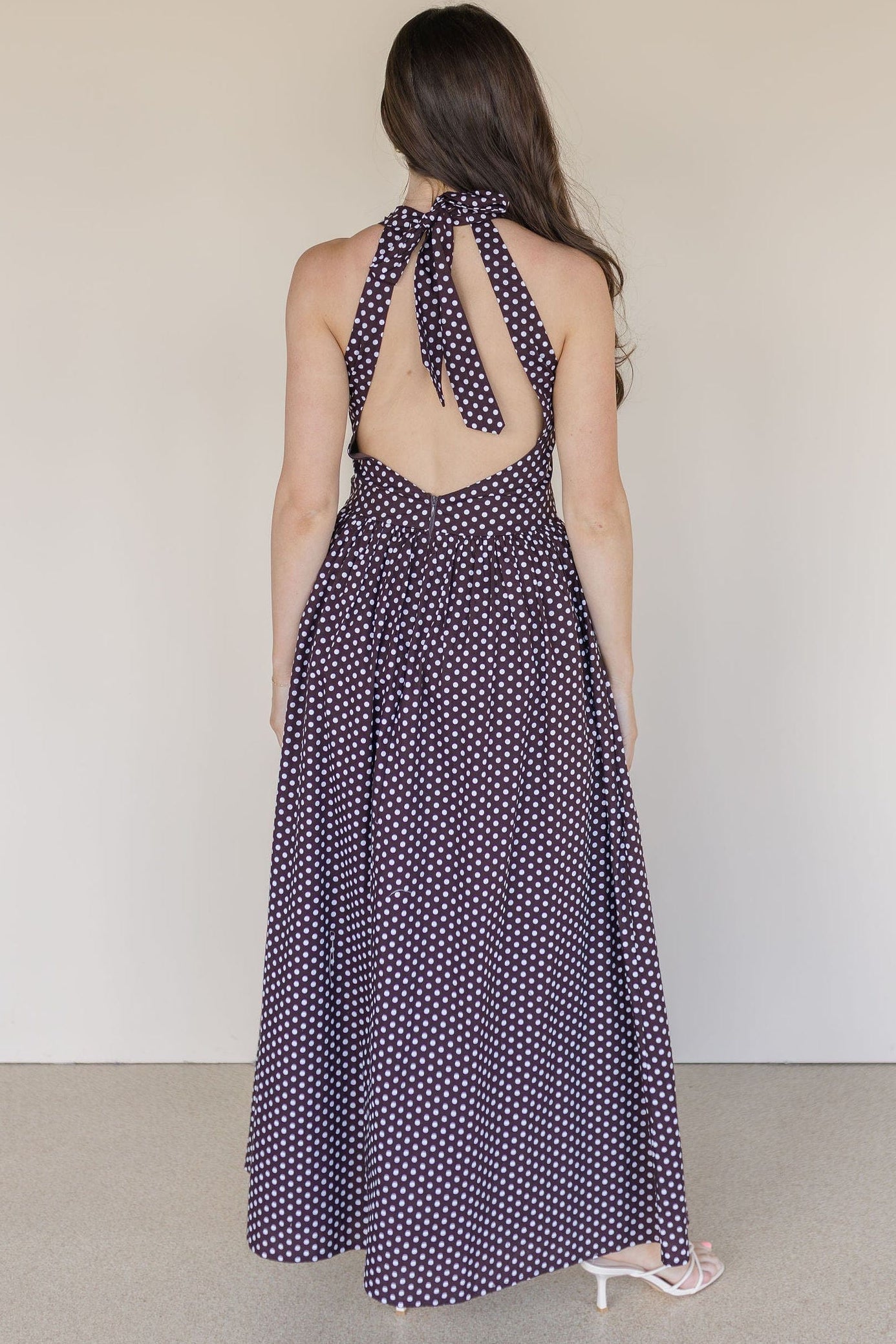 Dotty Darling Low Back Maxi Dress