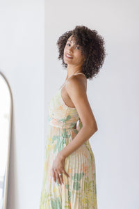 Blythe Floral Plisse Midi Dress