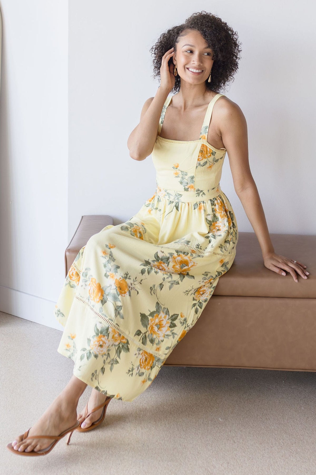 honey midi dress Tranquil Time Floral Midi in Golden Honey M / Honey