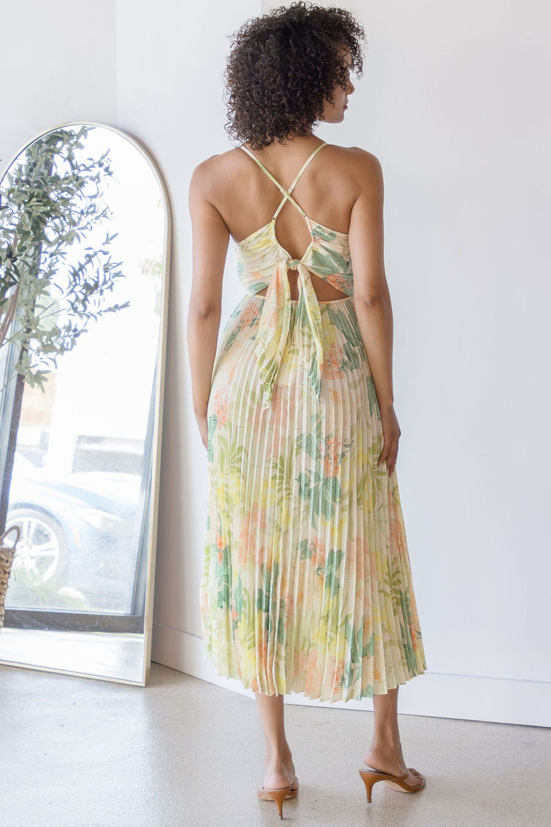 blythe floral plisse midi dress  La Tre Clothing The brands collections are recognized for their quality and unique combination of contemporary sophistication Astr Blythe Floral Plisse Midi