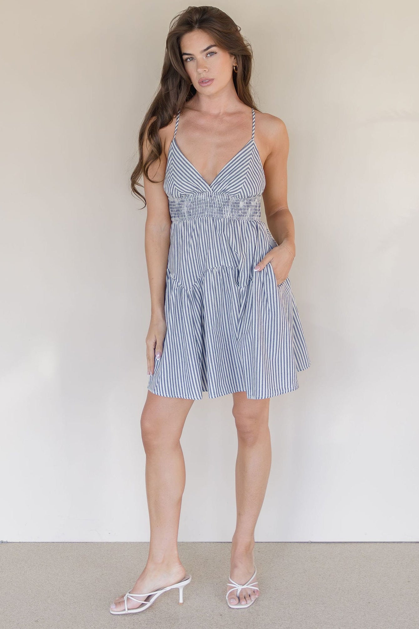 Ocean Lines Cut Out Pleated Mini Dress