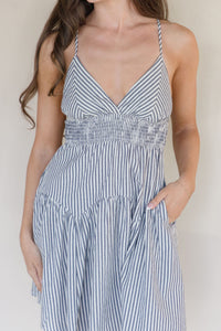 Ocean Lines Cut Out Pleated Mini Dress