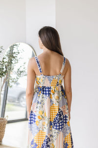Color Study Patchwork Midi Dress