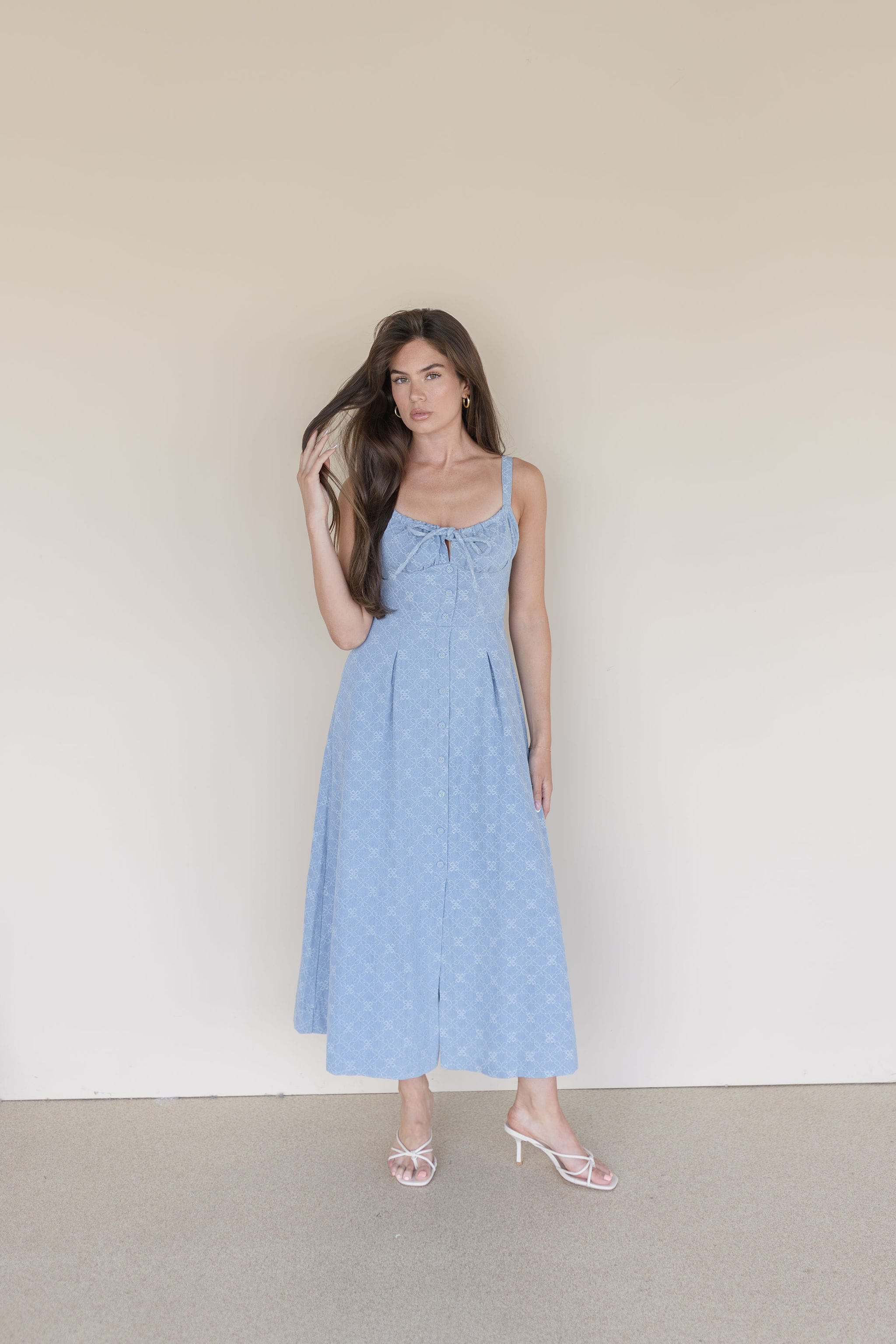 Gardenia Darling Embroidered Corset Midi Dress