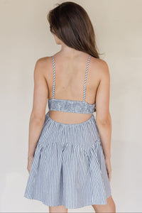 Ocean Lines Cut Out Pleated Mini Dress