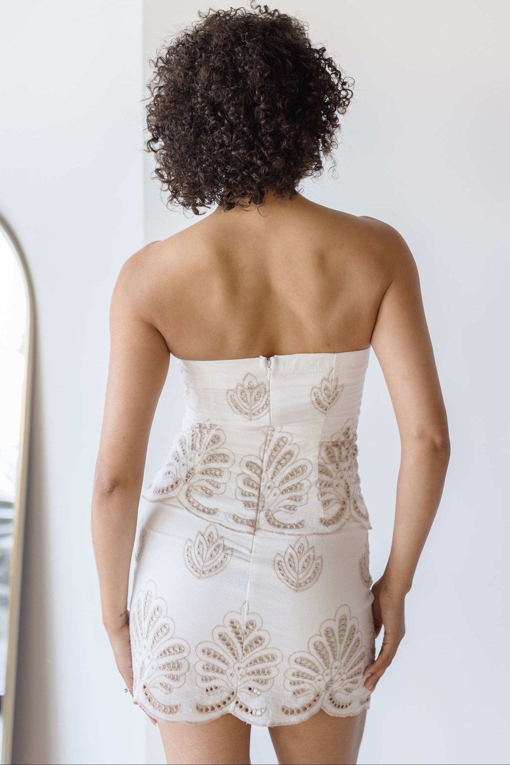 Briar Embroidered Strapless Mini Dress