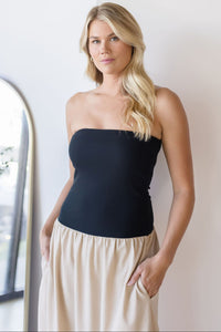 Celeste Linen Mix Tube Top Midi Dress Celeste Linen Mix Tube Top Midi Dress