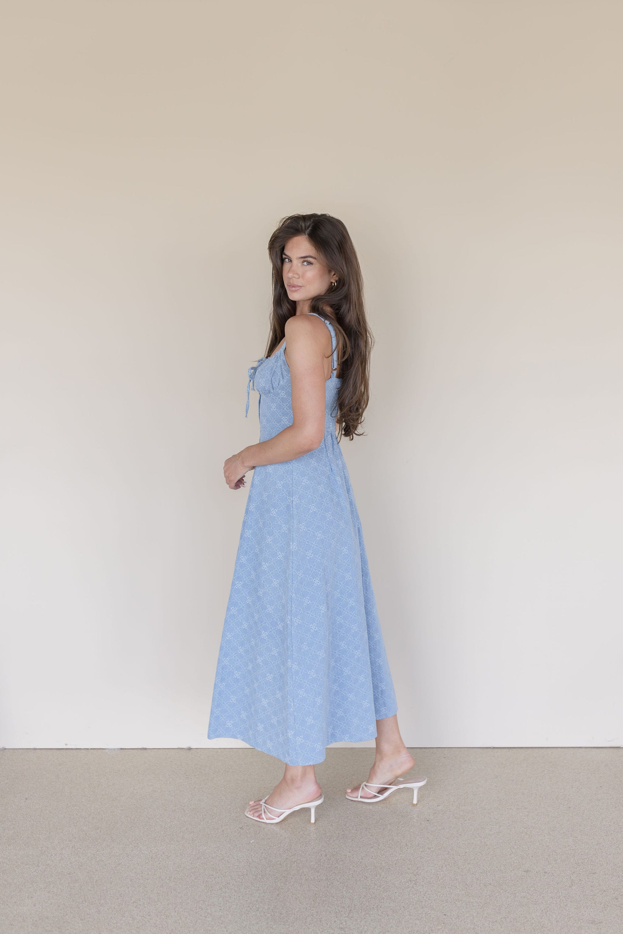 Gardenia Darling Embroidered Corset Midi Dress