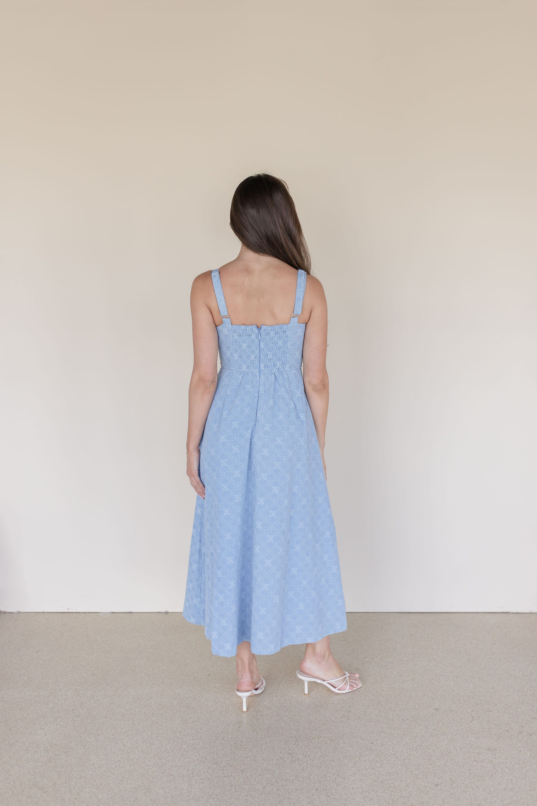 Gardenia Darling Embroidered Corset Midi Dress