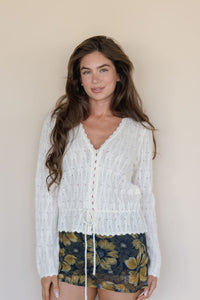 Josephine Lace Tie Waist Knit Cardigan