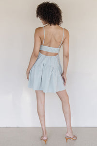 Ocean Lines Cut Out Pleated Mini Dress
