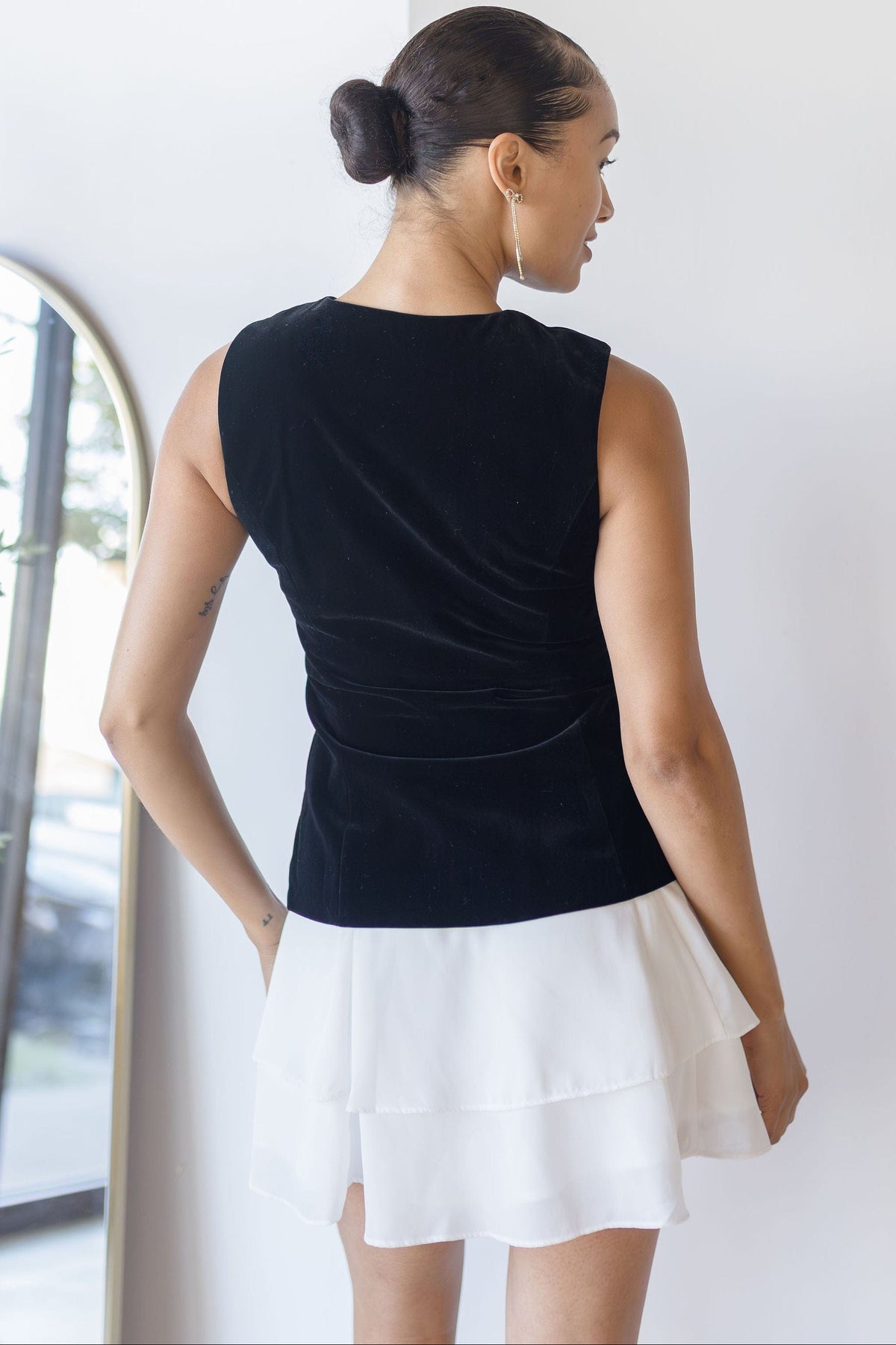 moon river black mini dress Raquel Ruched Mini Dress In Black