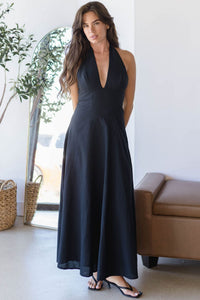 Annie Lace Back Halter Maxi Dress