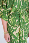 Tropical Palm Kimono Sleeve Midi Dress