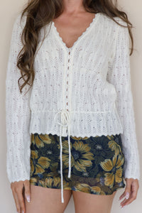 Josephine Lace Tie Waist Knit Cardigan
