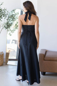 Annie Lace Back Halter Maxi Dress