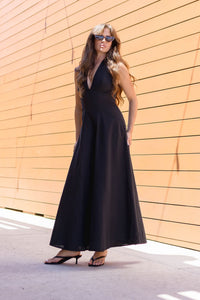 Annie Lace Back Halter Maxi Dress