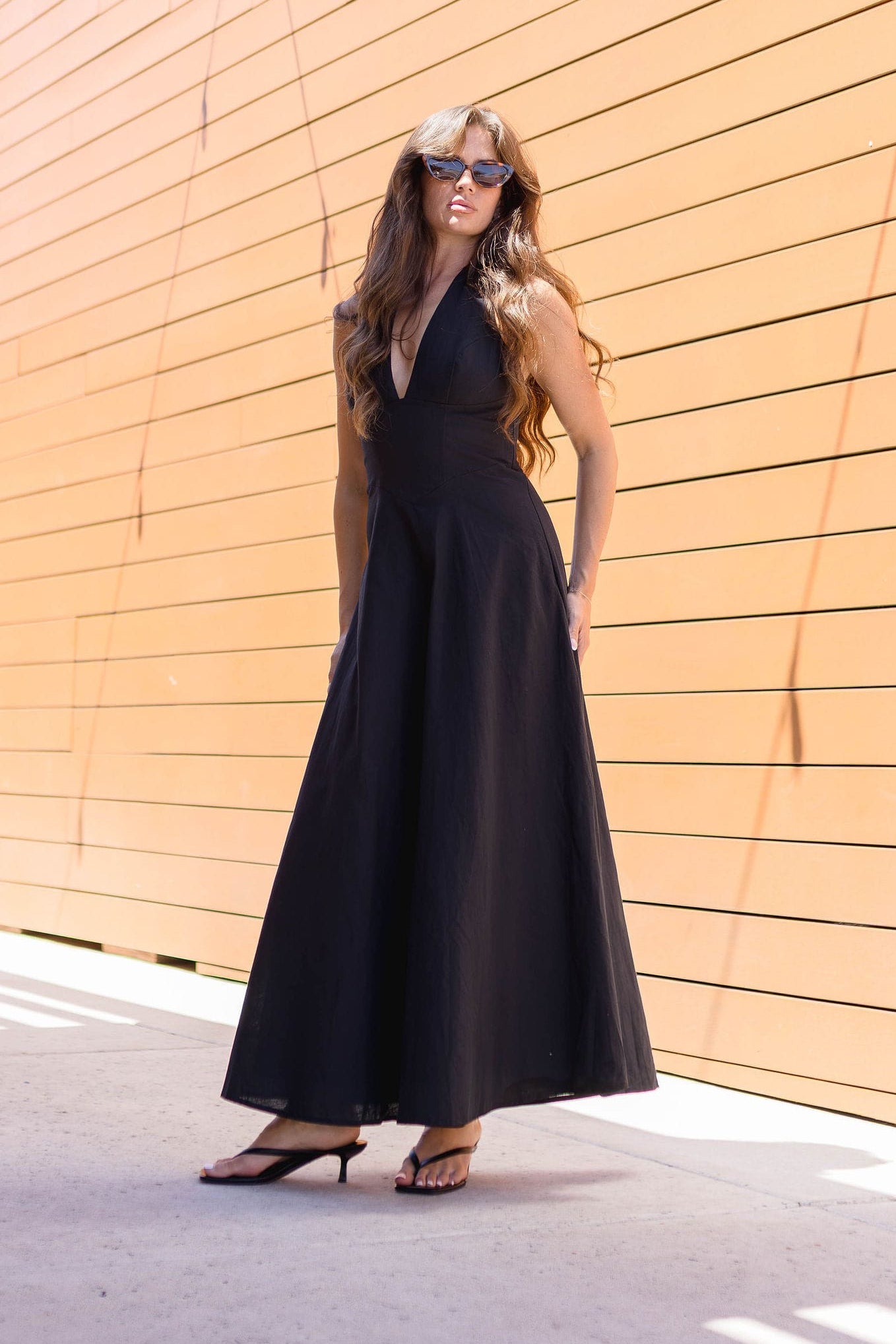 Annie Lace Back Halter Maxi Dress