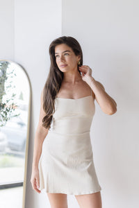 Rumi Linen Tie Back Bow Mini Dress