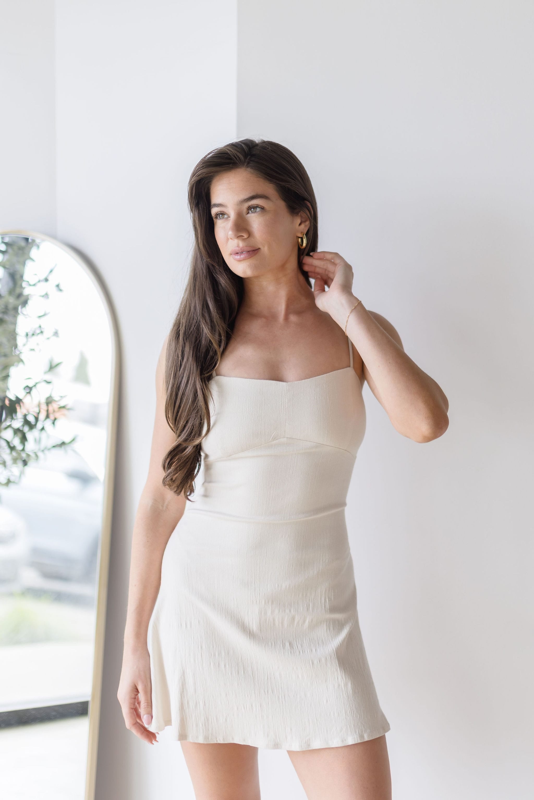 Rumi Linen Tie Back Bow Mini Dress