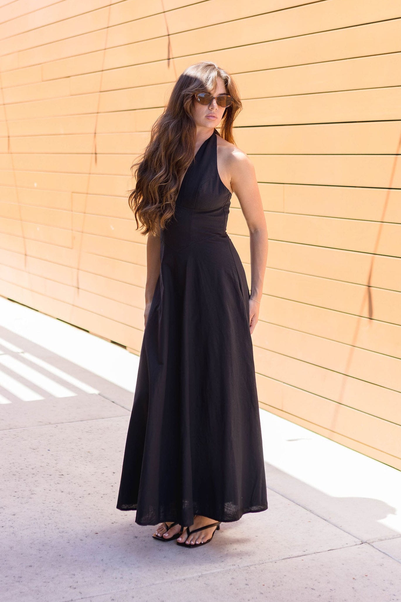 Annie Lace Back Halter Maxi Dress