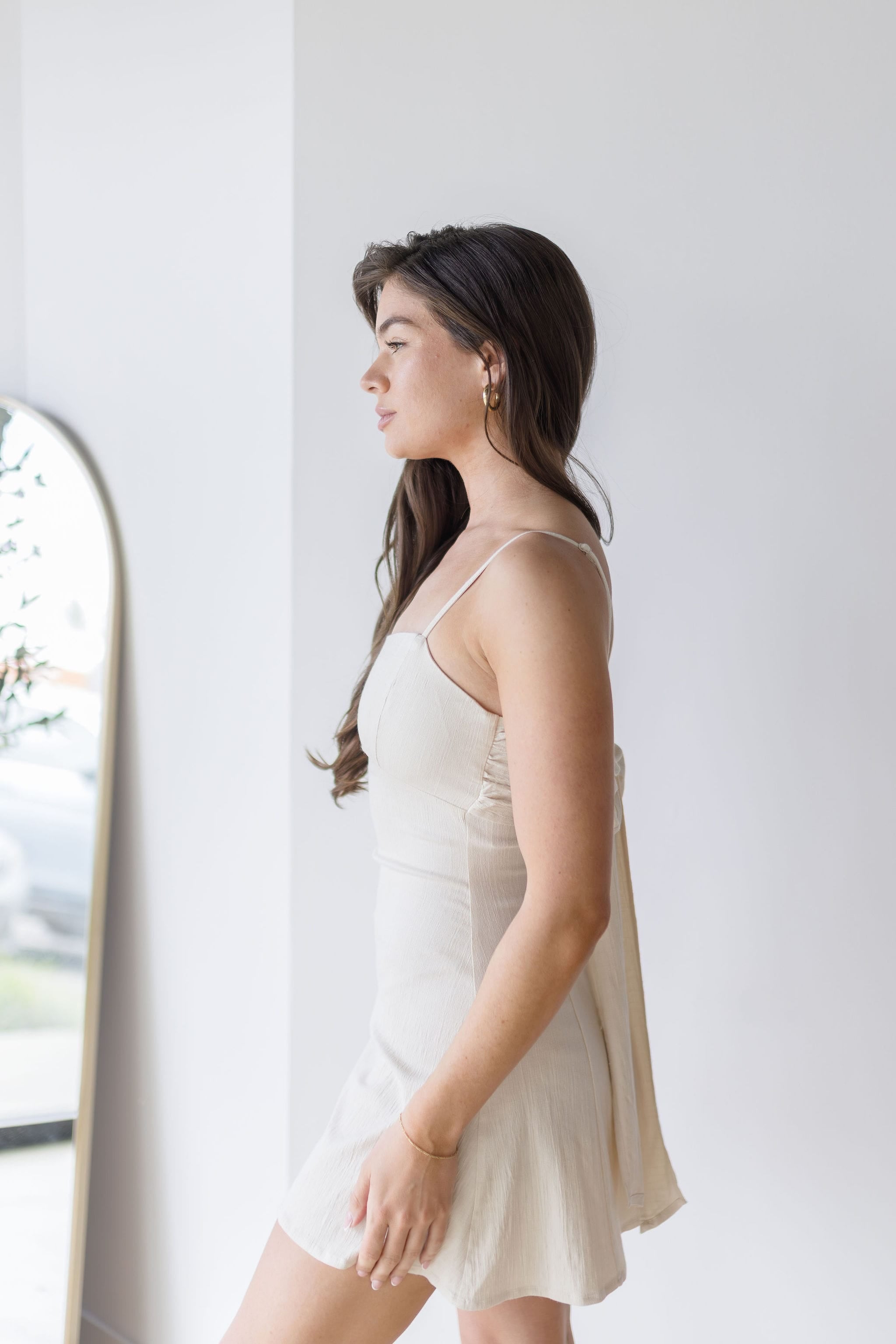 Rumi Linen Tie Back Bow Mini Dress