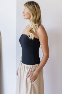 Celeste Linen Mix Tube Top Midi Dress Celeste Linen Mix Tube Top Midi Dress