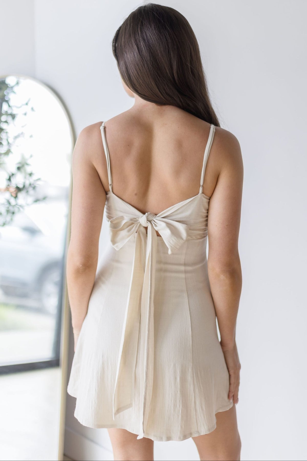 rumi silk mini dress Large / Natural