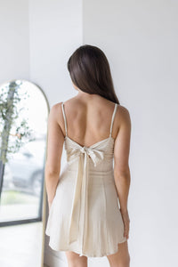 Rumi Linen Tie Back Bow Mini Dress