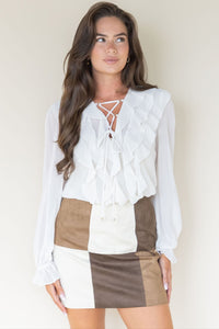 Lilou Lace Up Ruffle Blouse Lilou Lace Up Ruffle Blouse