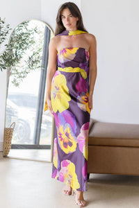 Amora Strapless Maxi Dress With Scarf