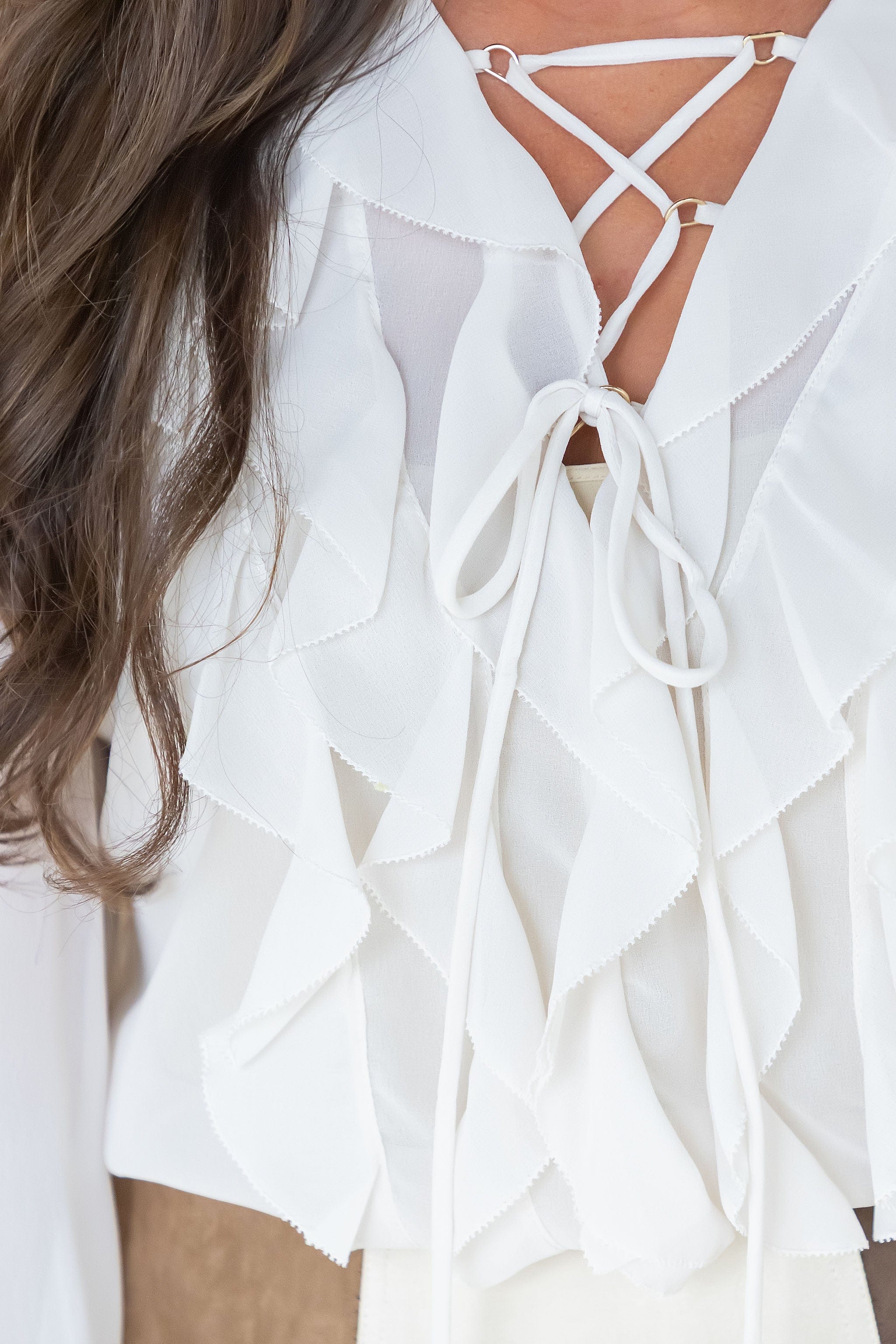 Lilou Lace Up Ruffle Blouse Lilou Lace Up Ruffle Blouse