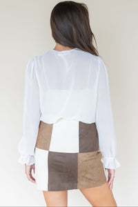 Elva Patch Work Suede Mini Skirt Elva Patch Work Suede Mini Skirt