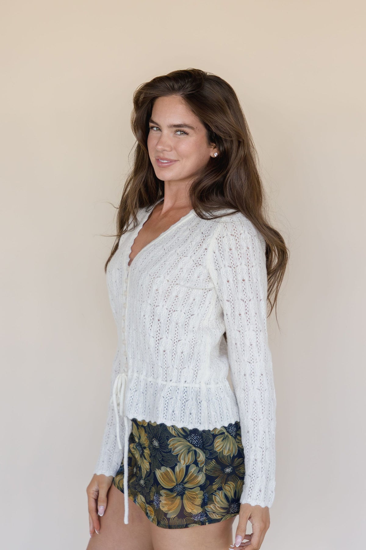 Josephine Lace Tie Waist Knit Cardigan