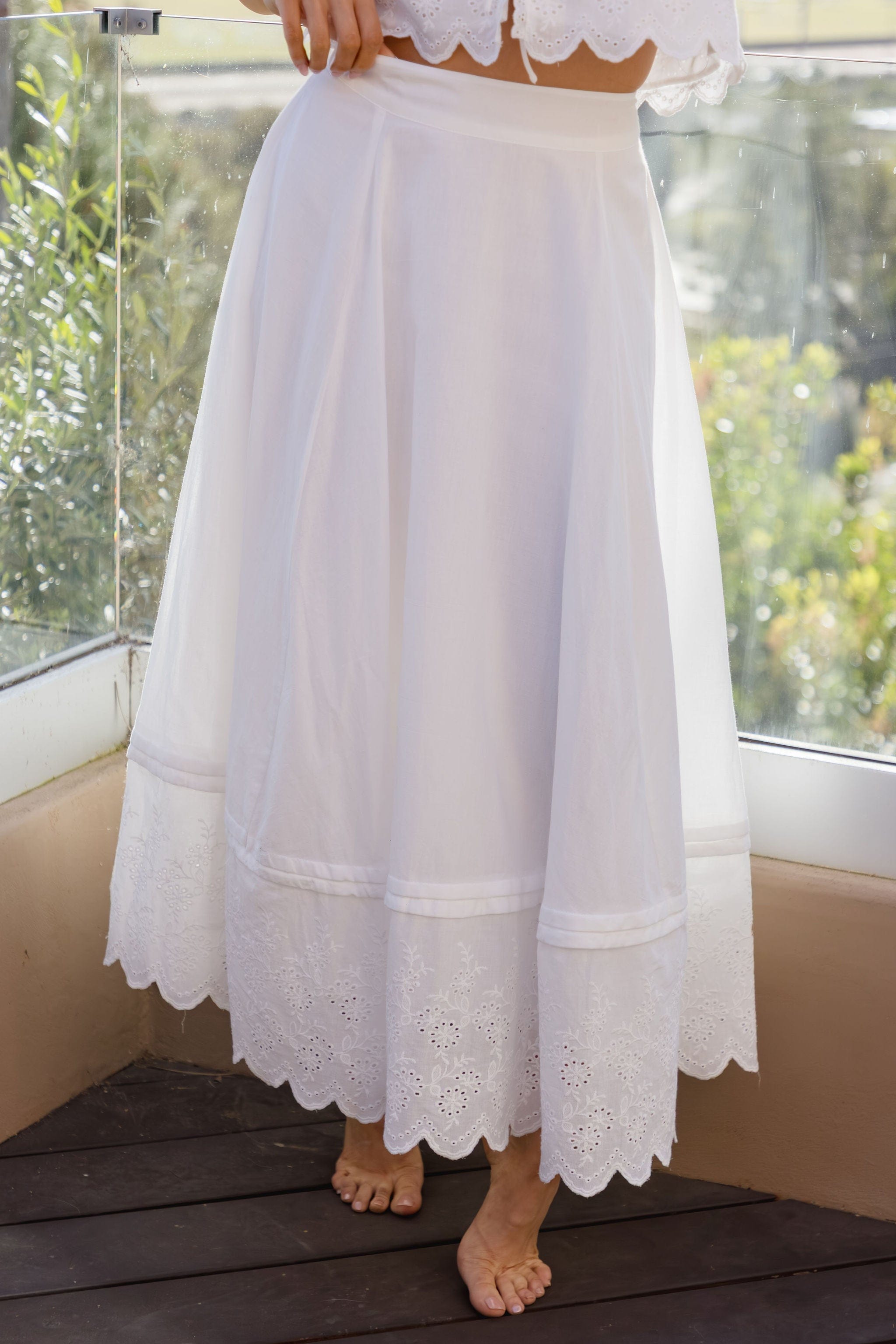 Valencia Scalloped Midi Skirt