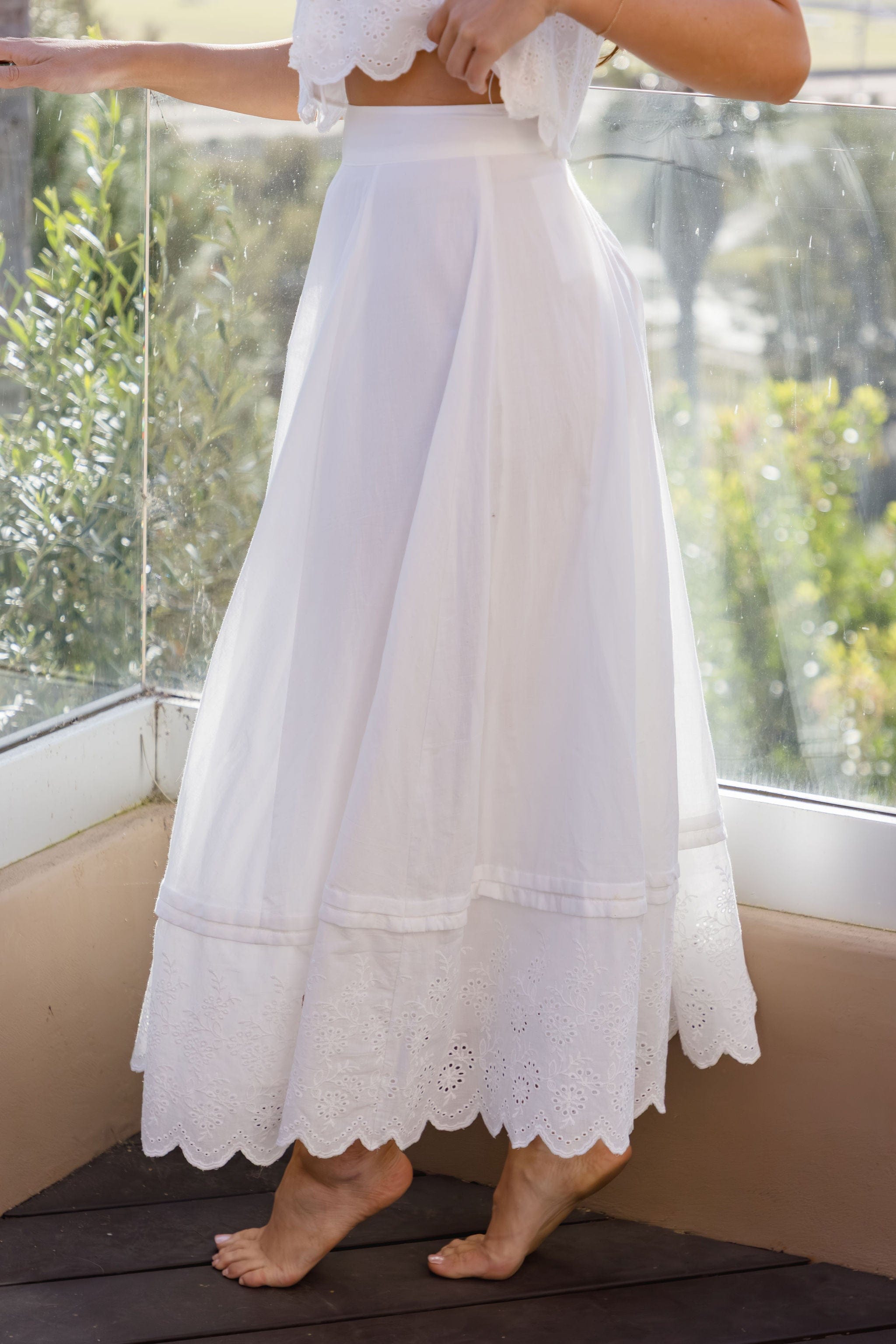 Valencia Scalloped Midi Skirt